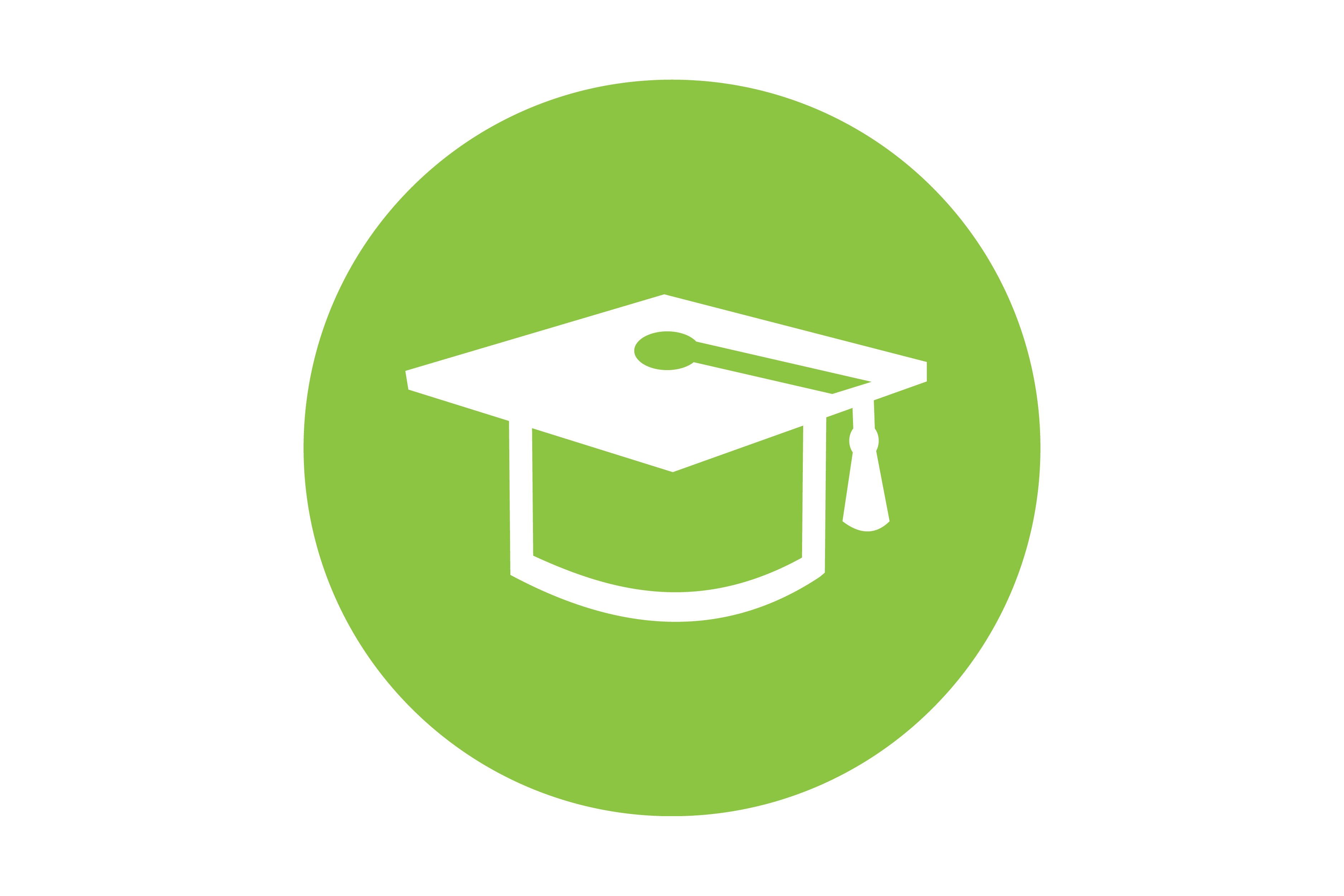 Green icon with a white graduation cap.